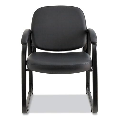 Alera Genaro Series Faux Leather Half-Back Sled Base Guest Chair Black