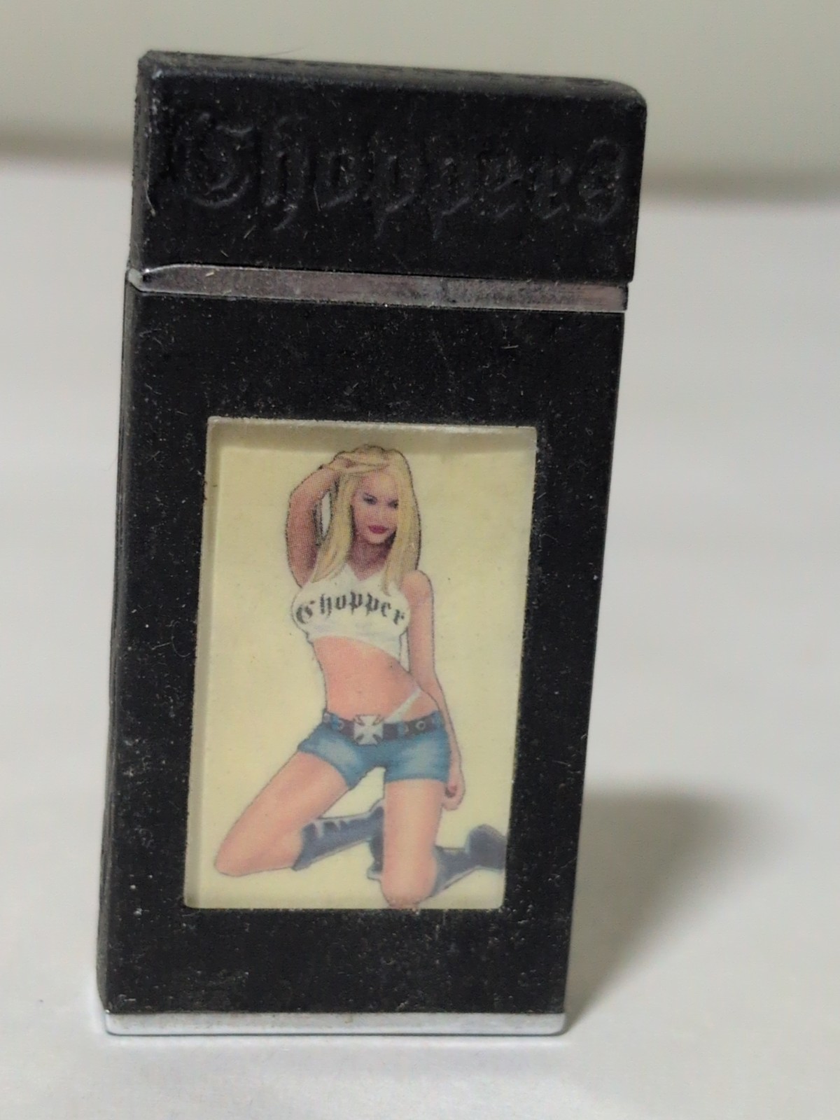Choppers Pnup Girl Flashing Light Lighter. USED! As Found ! Untested.