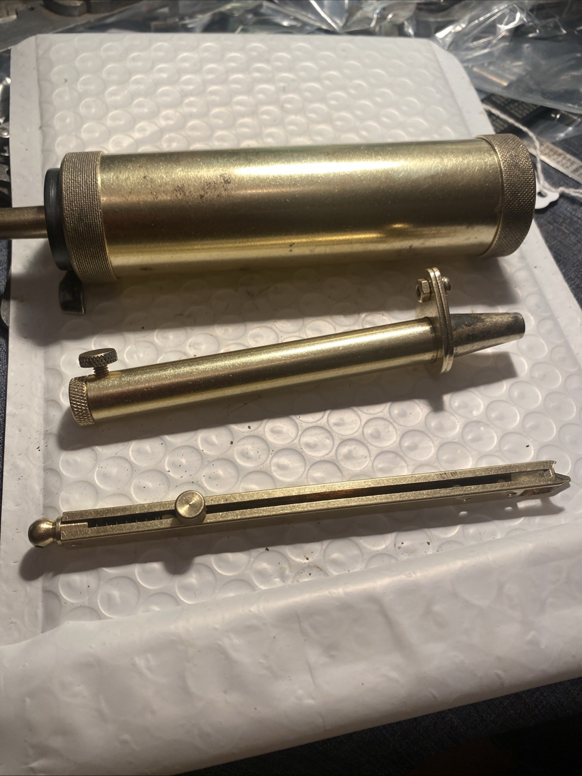 Brass Powder Horn, Measure and Capper.