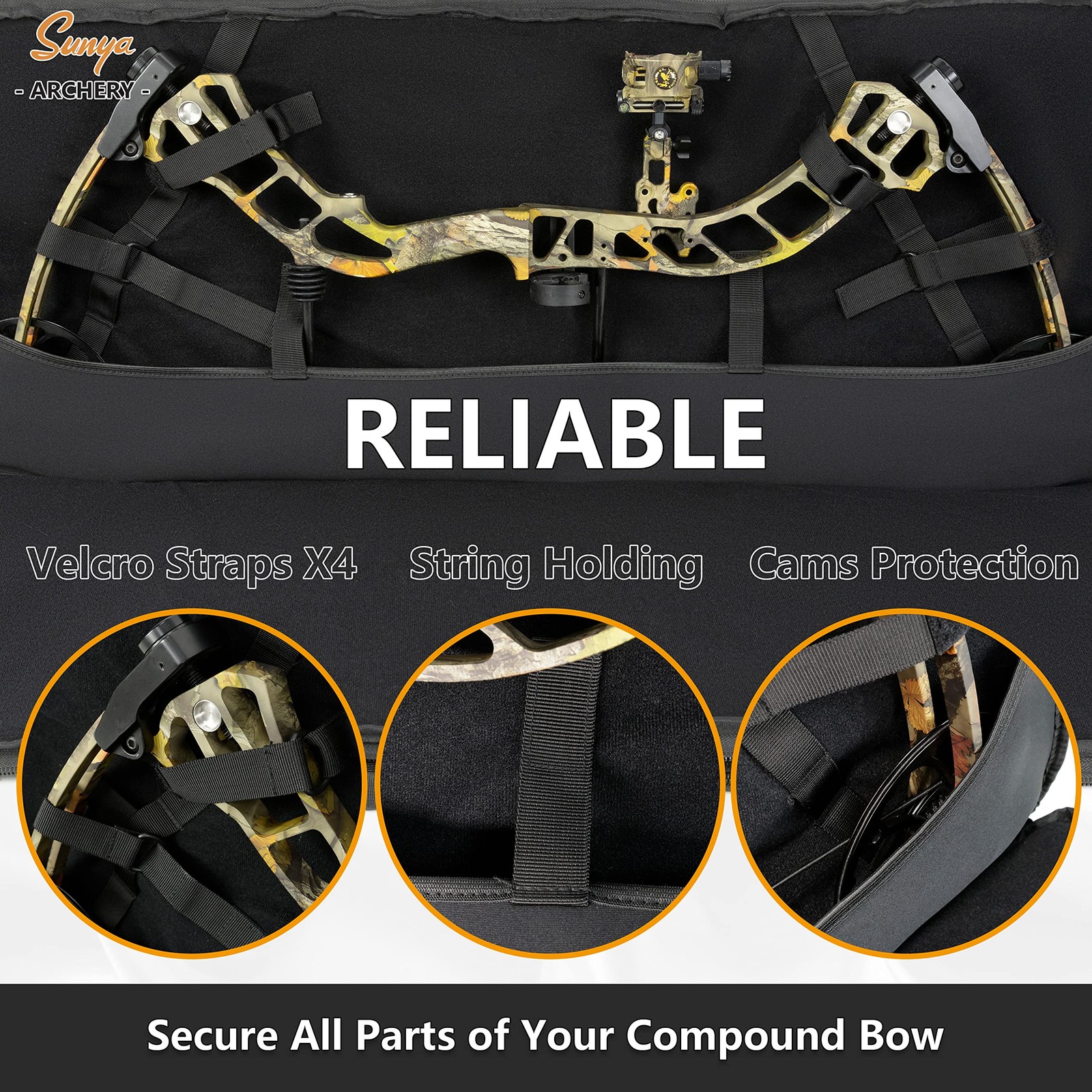 SUNYA Compound Bow Case with Molle System - Neoprene Bow String Protection P...