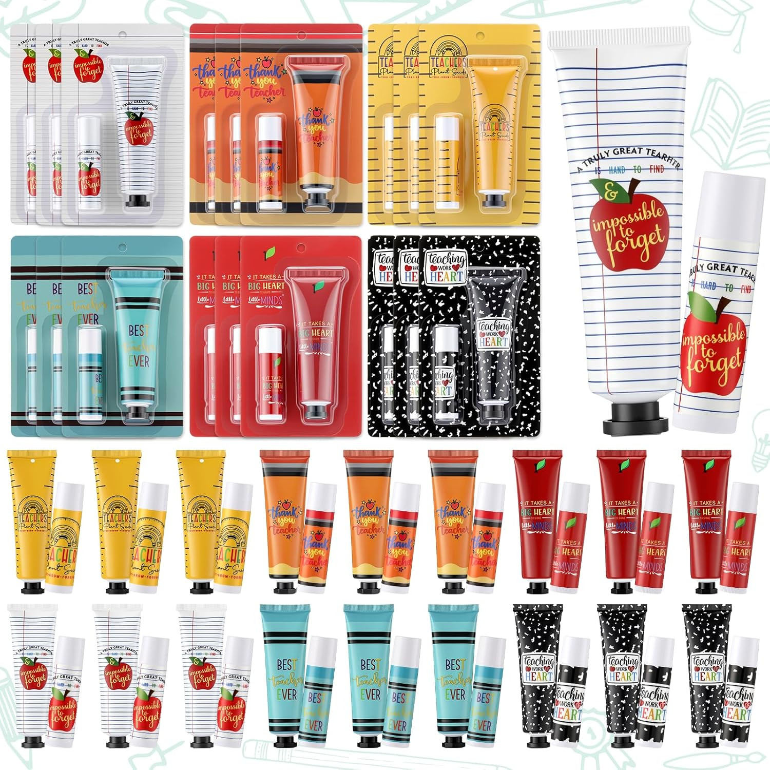 12 Sets Teacher Appreciation Gifts Bulk Teacher Valentines Gifts Hand Cream Lip