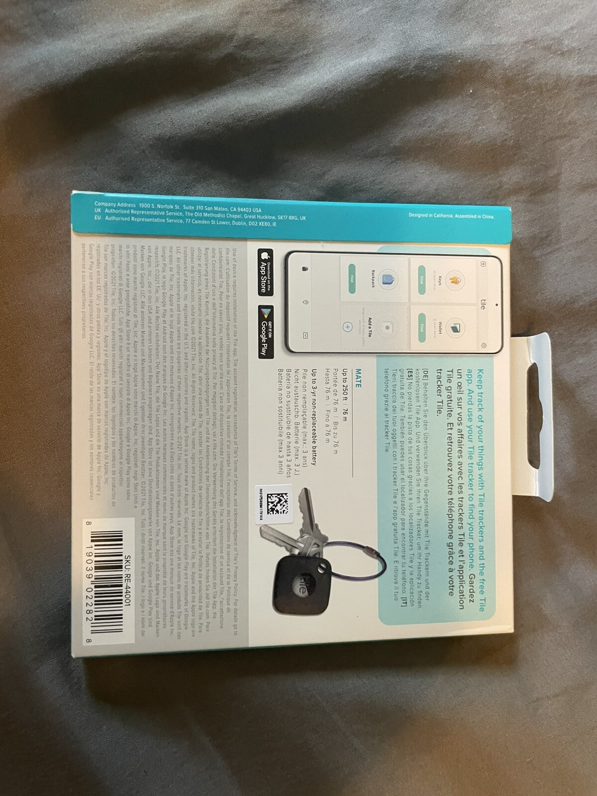 Tile Mate 2022 Versatile Tracker For Keys, Bags And More - Black