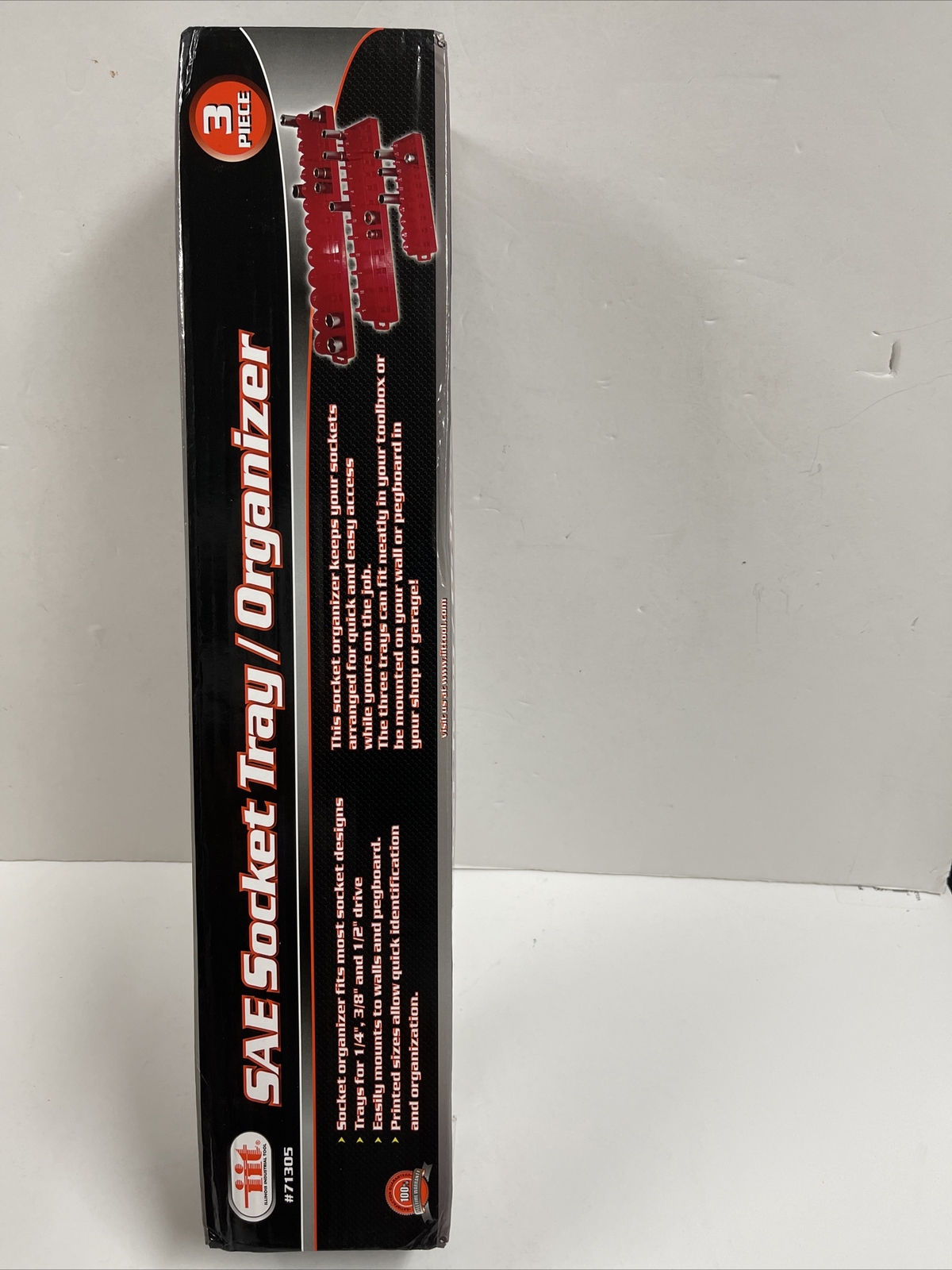 IIT 71305    3pc SAE Socket Tray Organizer Set- 1/4" 3/8" 1/2" Drive - Red