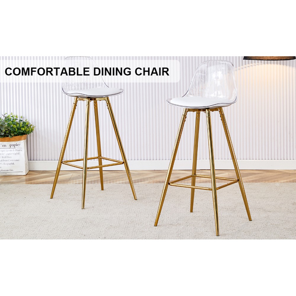 Modern PU Leather Bar Stools with Metal Legs for Kitchen Counter