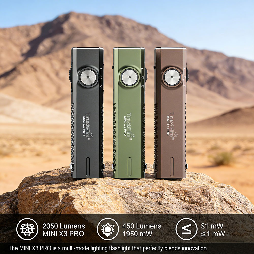 TrustFire MiniX3-PRO 2050LM 6-in1 EDC Flashlight UV Red Blue Light Green Pointer