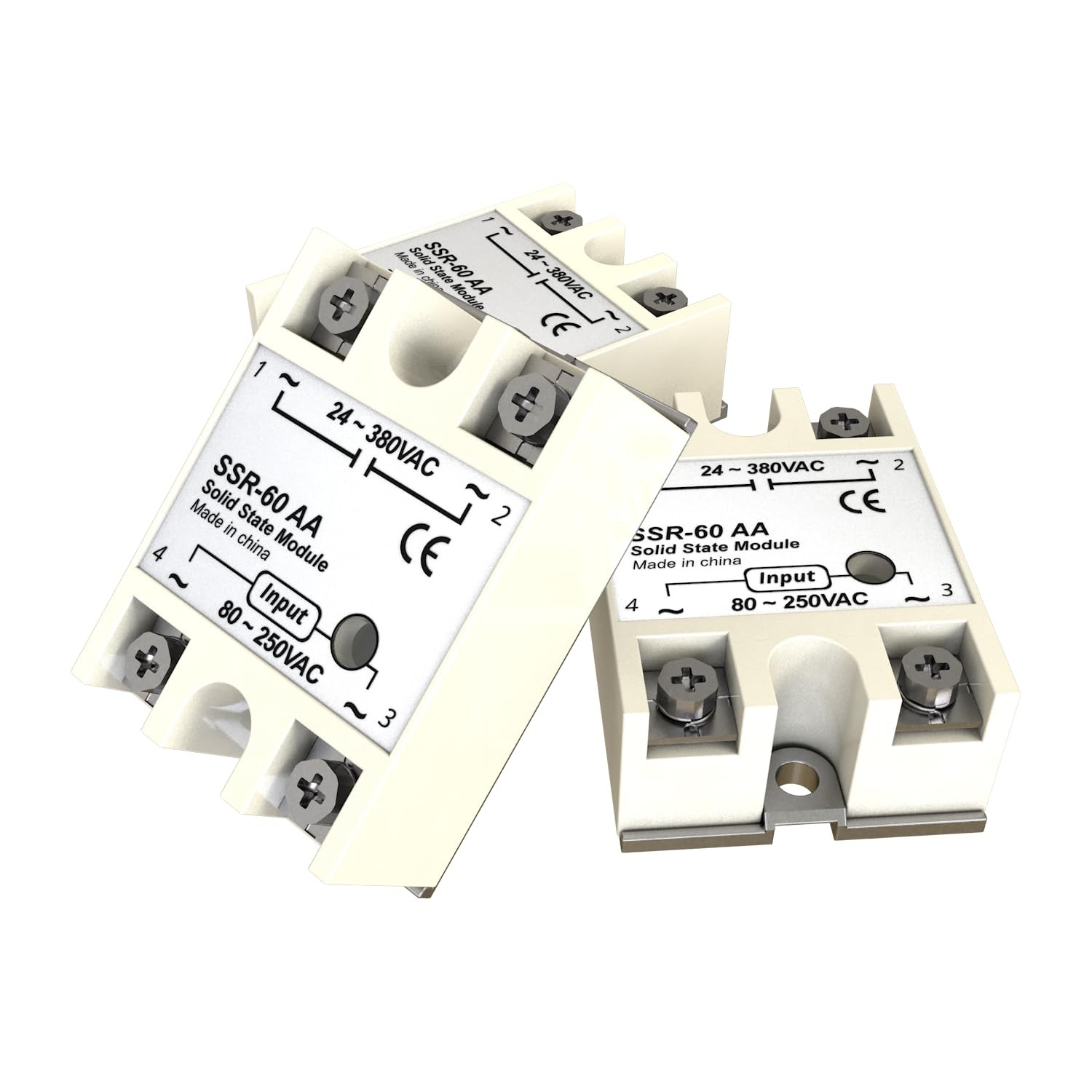 SSR-60AA 3PCS Input 80-250V AC to Output 24-380V AC Single Phase Solid State ...