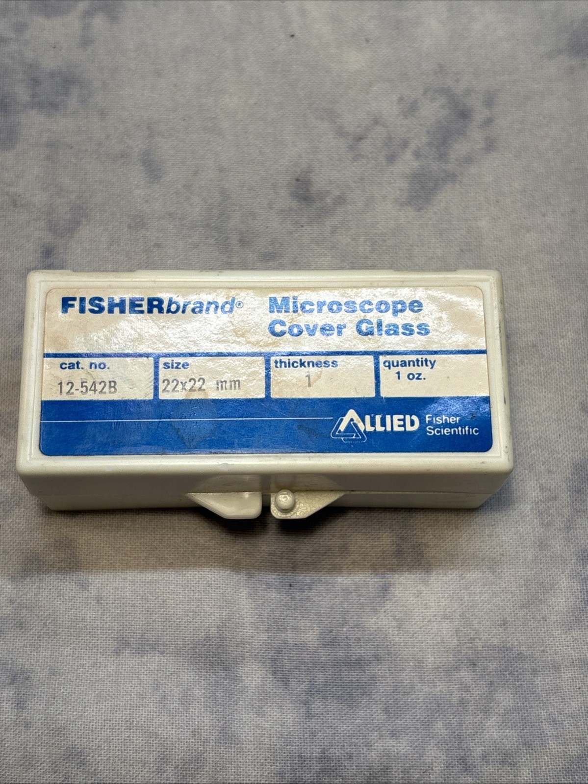 Vintage FisherBrand Glass Microscope Cover Glass Cat#12-542B 22 X 22 Thickness 1
