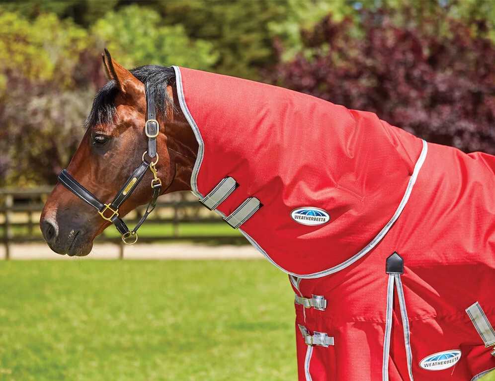 WeatherBeeta ComFiTec Classic Neck Rug Lite Size Warmblood Red/Silver/Navy