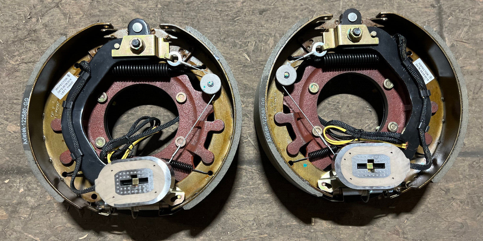 PAIR) 12-1/4" x 3-1/2" 10K RH LH QUALITY / ROCKWELL ELECTRIC BRAKE ASSEMBLY NEW,