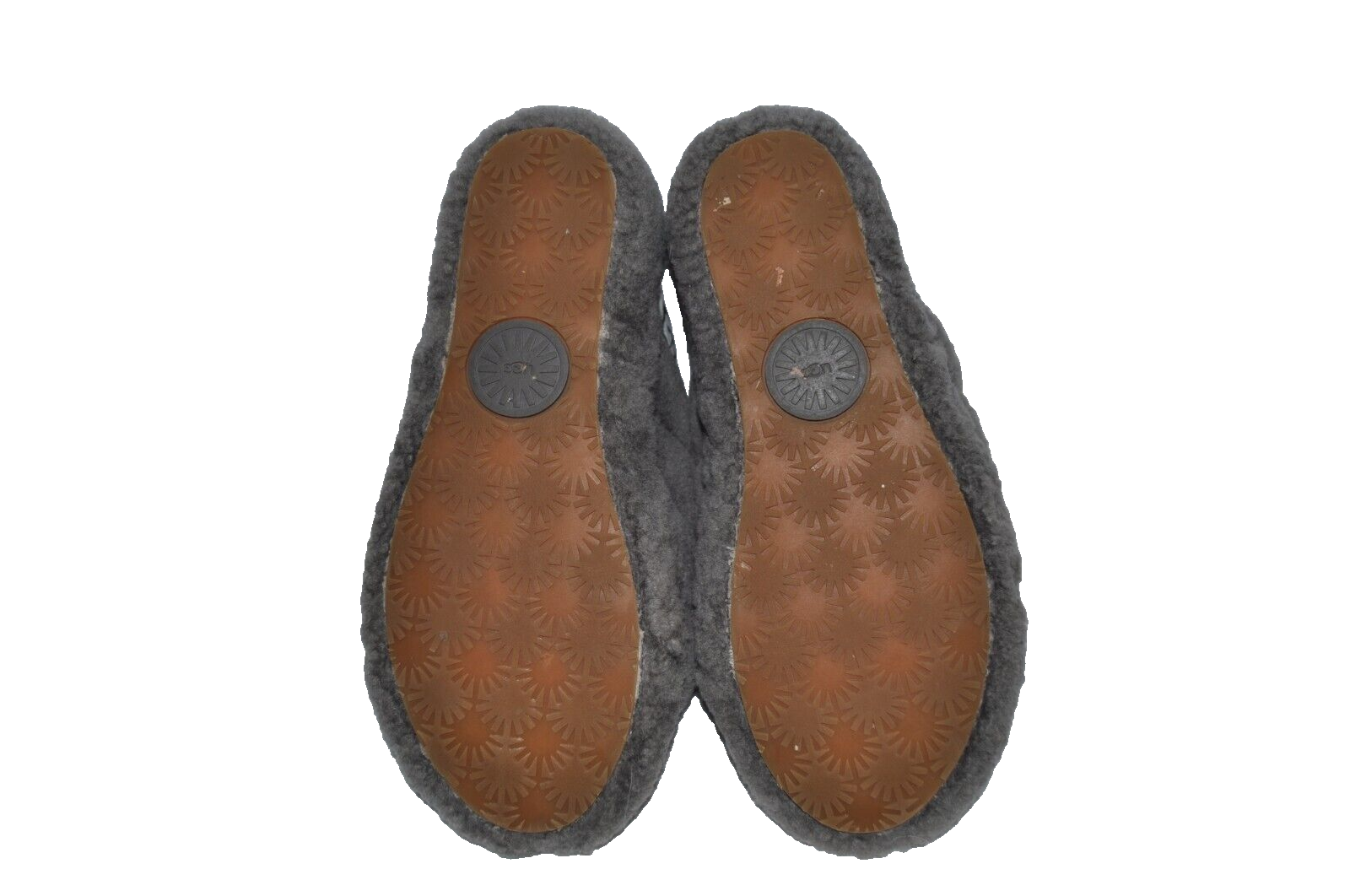 UGG Fluff Yeah Women's 1095119 Gray Fur Lined Slip-On Back Strap Slippers SZ 8