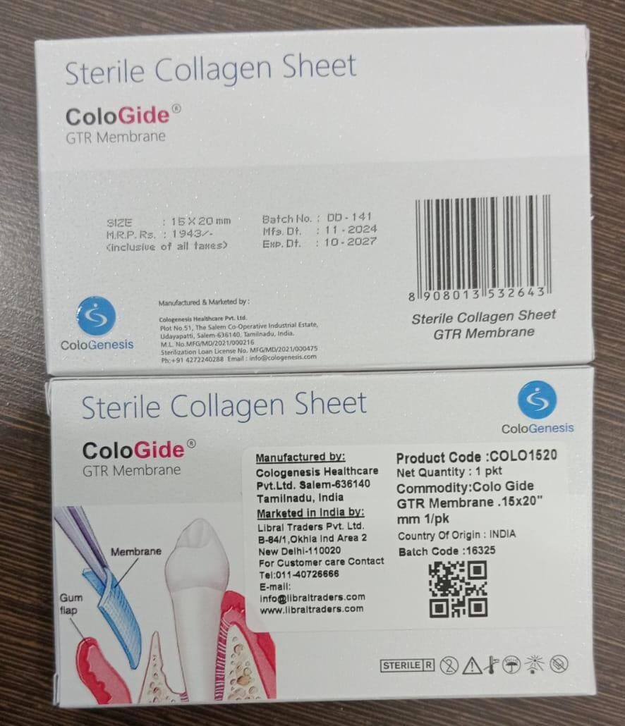 10 X COLO GIDE STERILE COLLAGEN SHEET GTR MEMBRANE 15 x 20mm 08.2028 FRESH STOCK