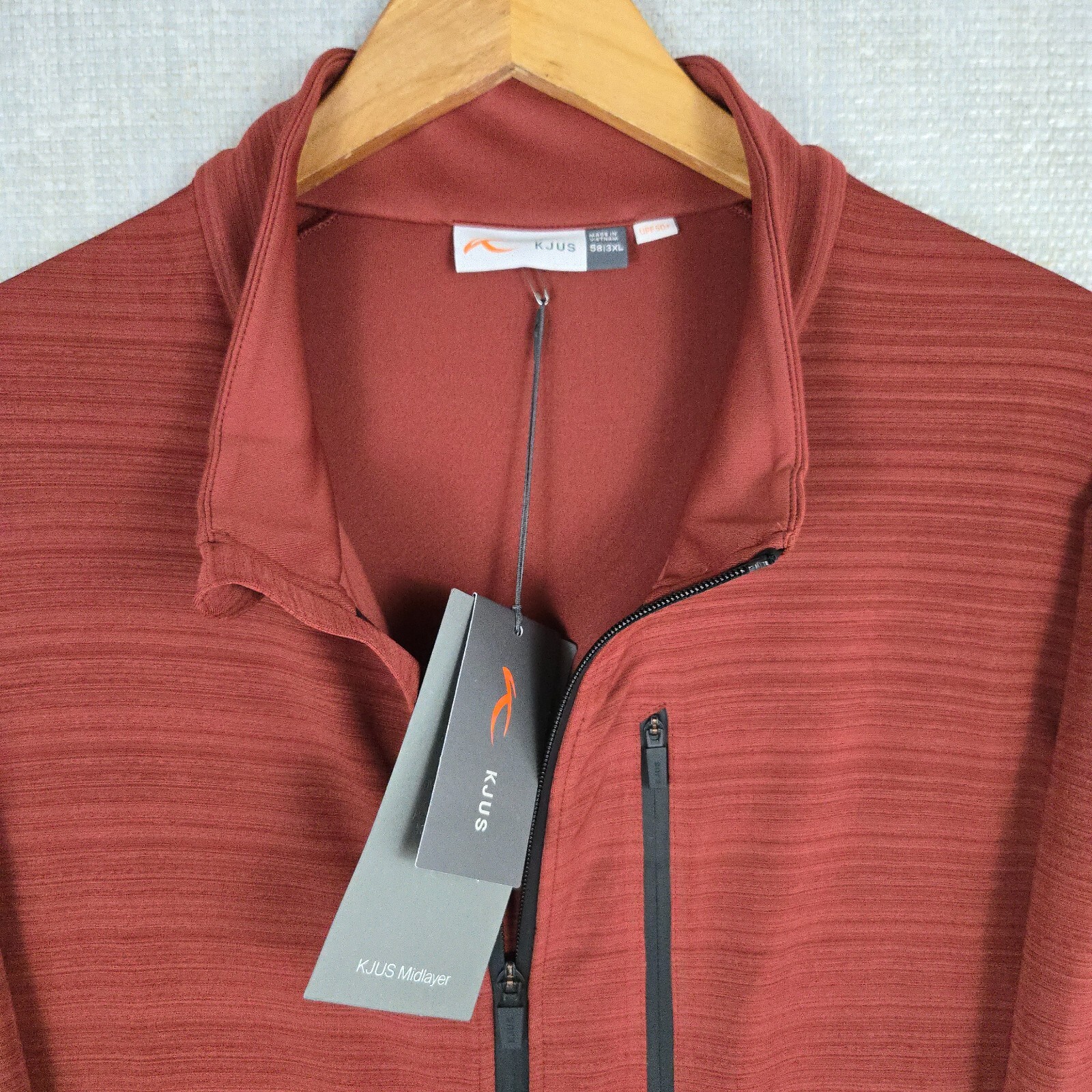 KJUS Full Zip Jacket Size 3XL NEW $279 Mens Performance Wicking Midlayer Rust
