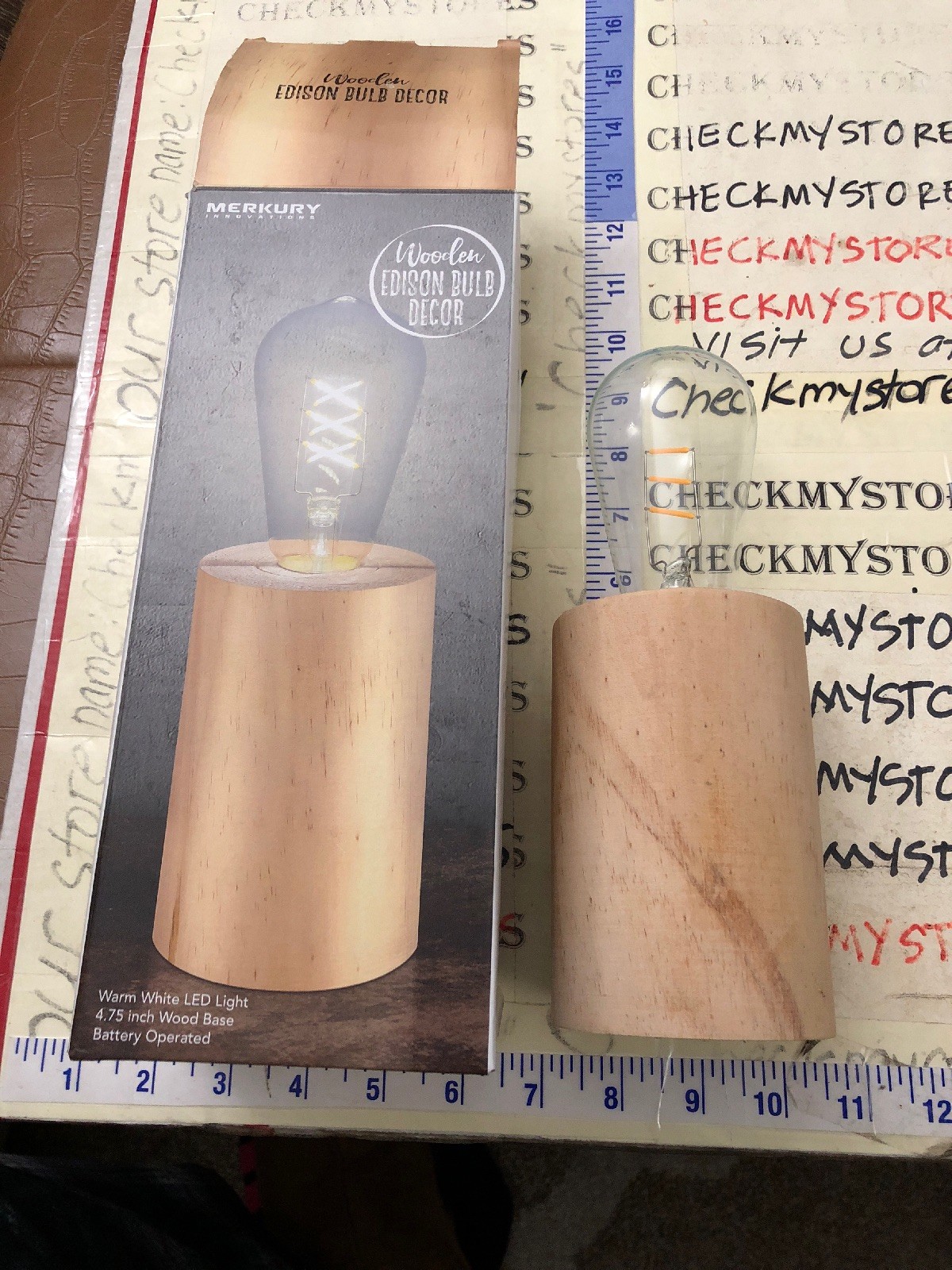 Wooden edison led bulb decor  Modern Design warm light 4.75" wooden base battery