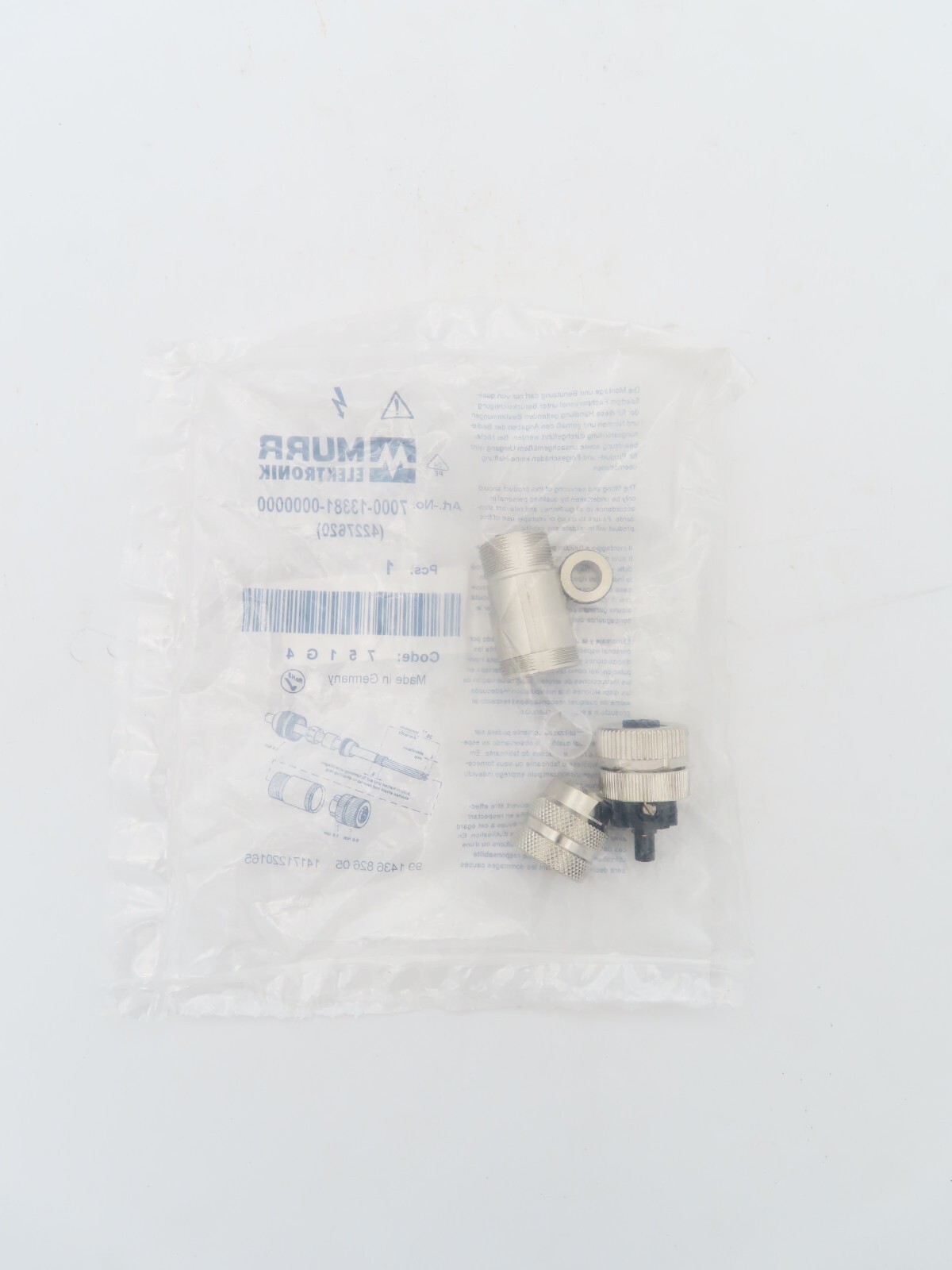 Murr Electronics 7000-13381-0000000 Plug M12 BU Straight