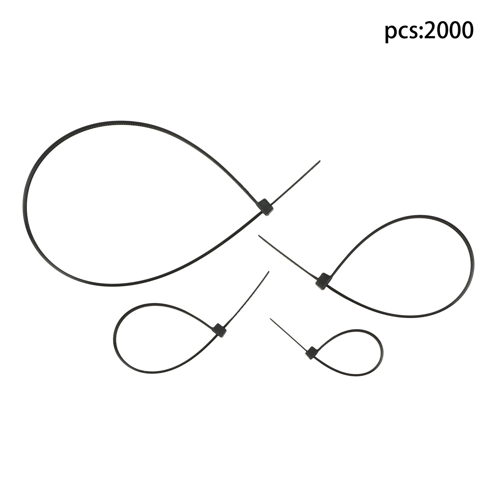 2000 PCS Self-locking Nylon Zip Ties Assorted Sizes 4+6+8+12 Inch Cable ties