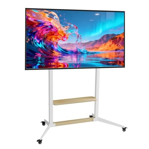 TV Cart Rolling Stand with Wheels Shelves for 55 65 75 85 86 90 95 98 100