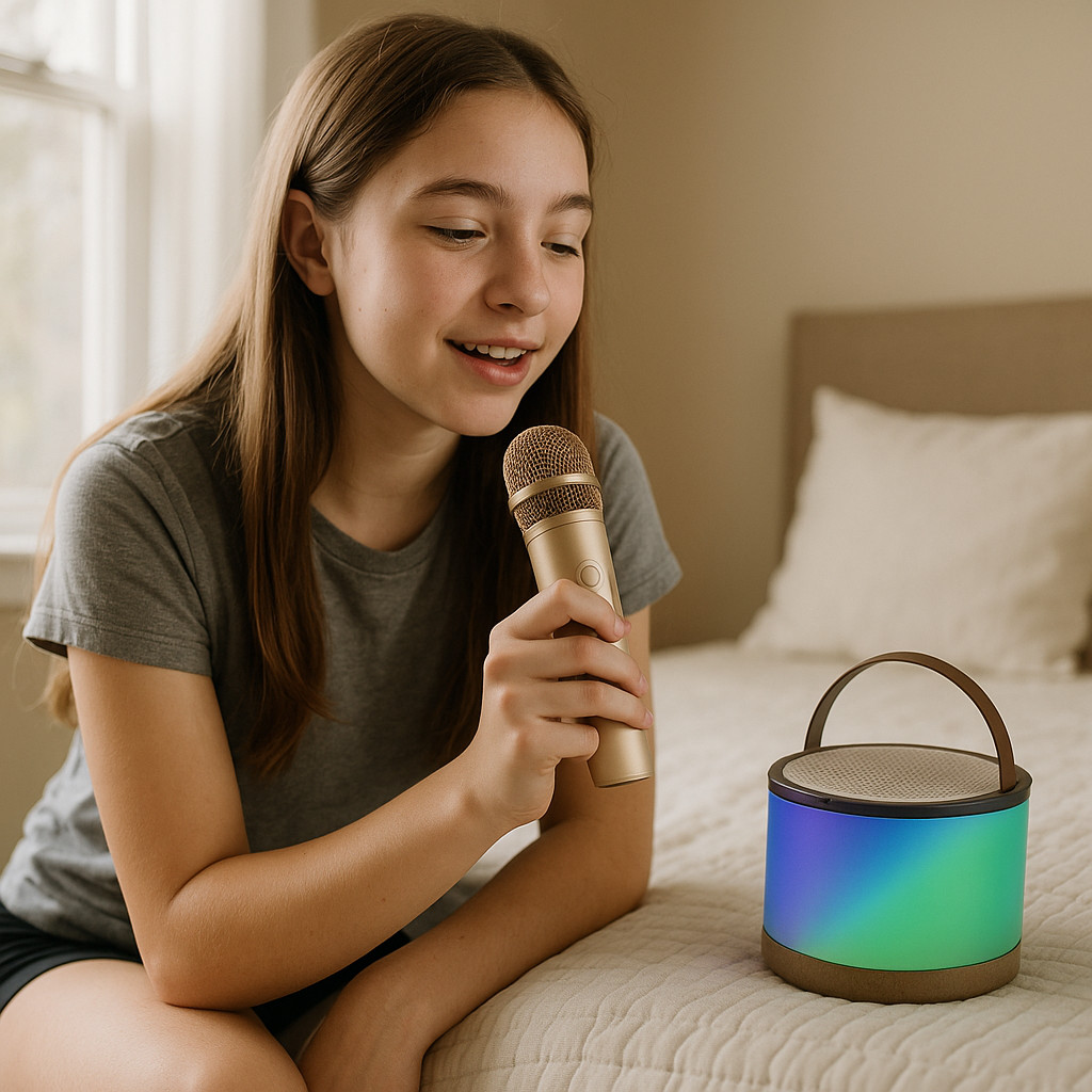K52 Portable Speaker Microphone Karaoke RGB Bluetooth Wireless Mini Set