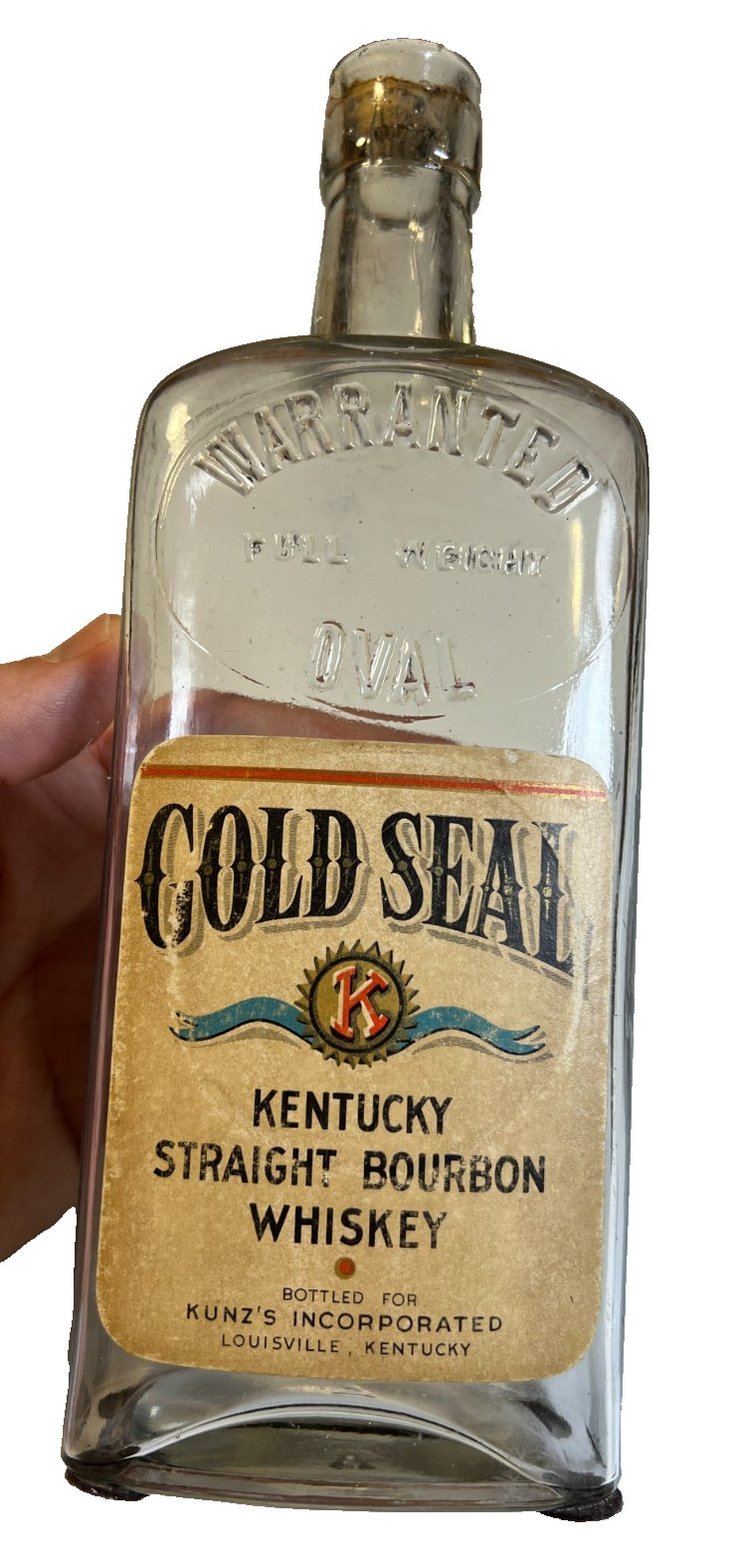 Antique Gold Seal Kentucky Bourbon Whiskey Bottle Louisville Kentucky KY 1930s
