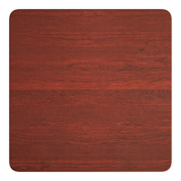 36'' Square Restaurant Table Top with Red Mahogany Laminate Top Finish