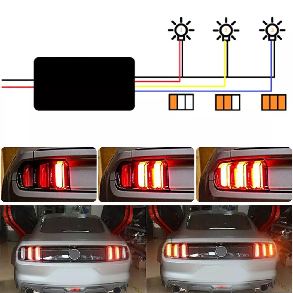 Universal 3-Step Sequential Chase Flash Module Boxes For Car Turn Signal Light