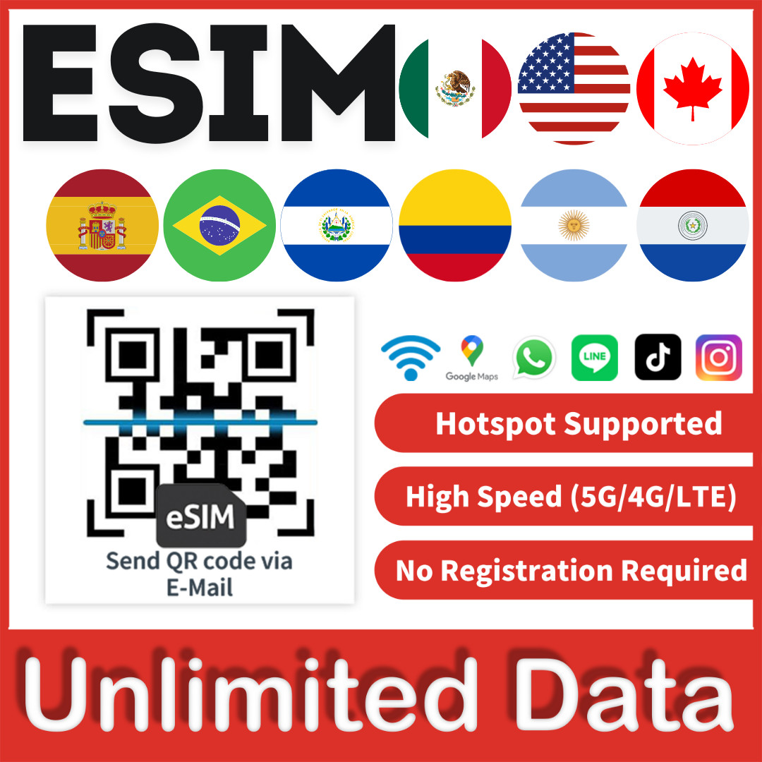 [eSIM] esim card USA Canada Mexico tarjeta esim Spain Brazil Argentina..Travel🛜