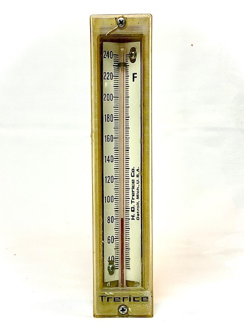 TRERICE THERMOMETER BRASS 2" STEM  RED SPIRIT FILLED  30°F - 240°F ~ STEAM PUNK!