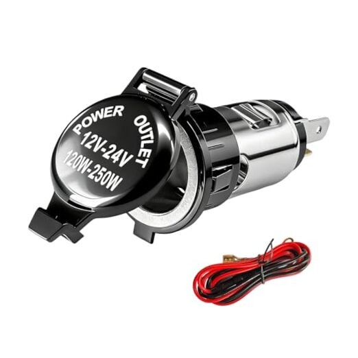 Car Cigarette Lighter Socket, 12V/24V Female Power Outlet Plug with Cover &
