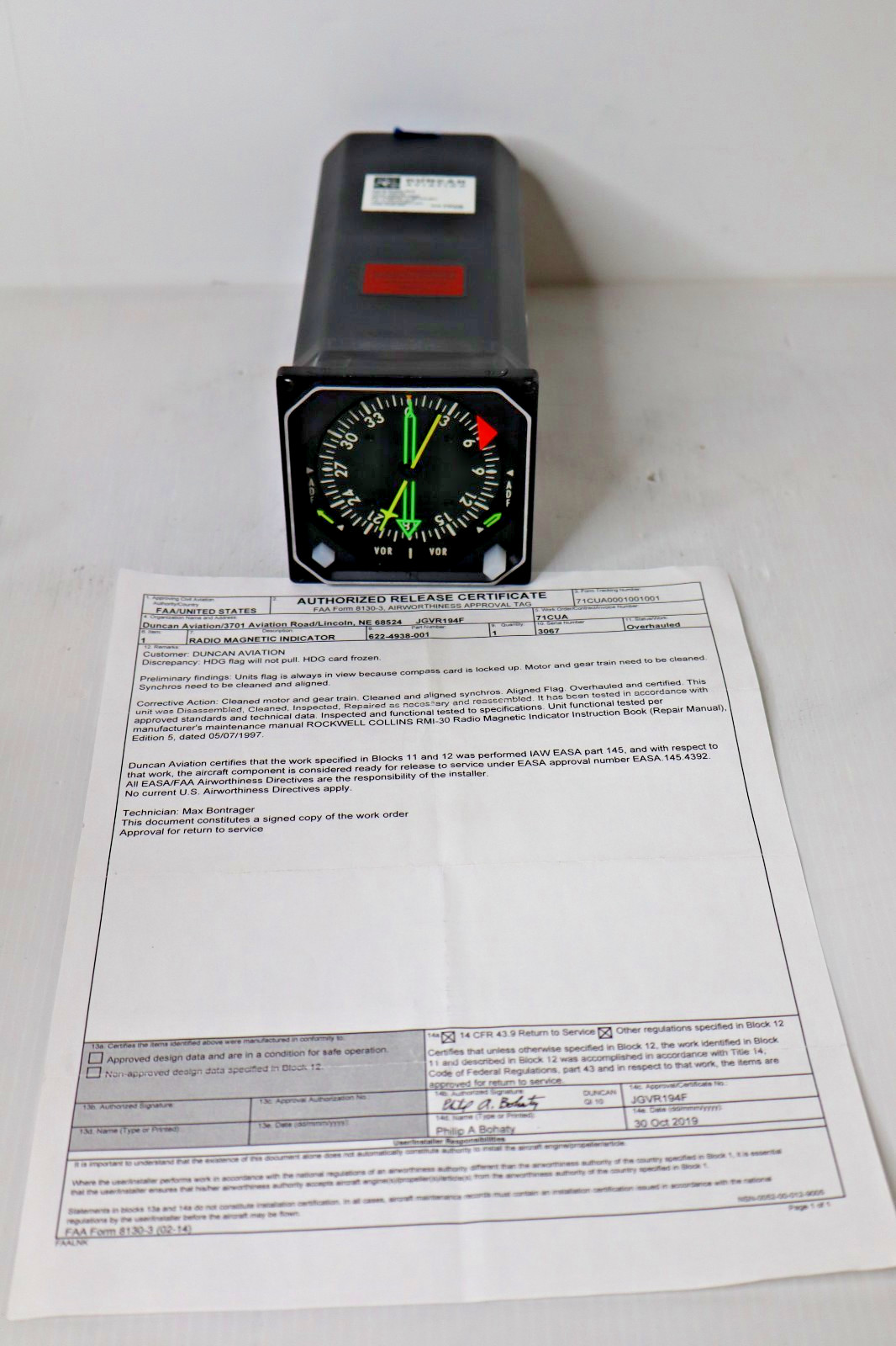 Collins RMI-30 Radio Magnetic Indicator RMI 622-4938-001 Overhauled FAA 8130-3