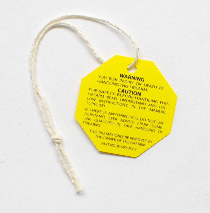 Colt Yellow Hang Tag for Python, Anaconda, King Cobra, D-Back, Boa, Elite, 1911