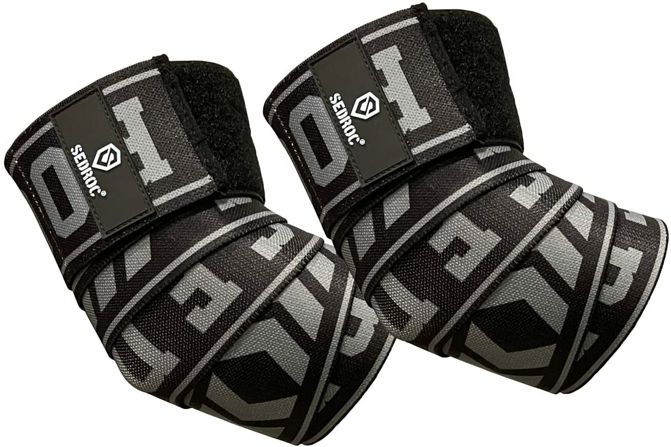 Sedroc Pro Elbow Wraps Weightlifting Powerlifting Bench Press Gym Straps - Pair