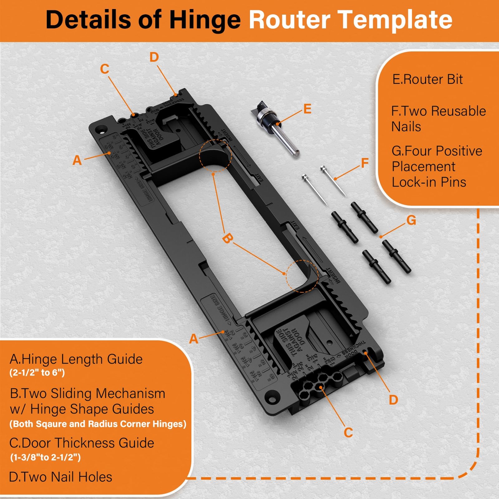 Door Hinge Jig, Door Hinge Mortiser Hinge Installation Kit, Hinge Jig for Doo...