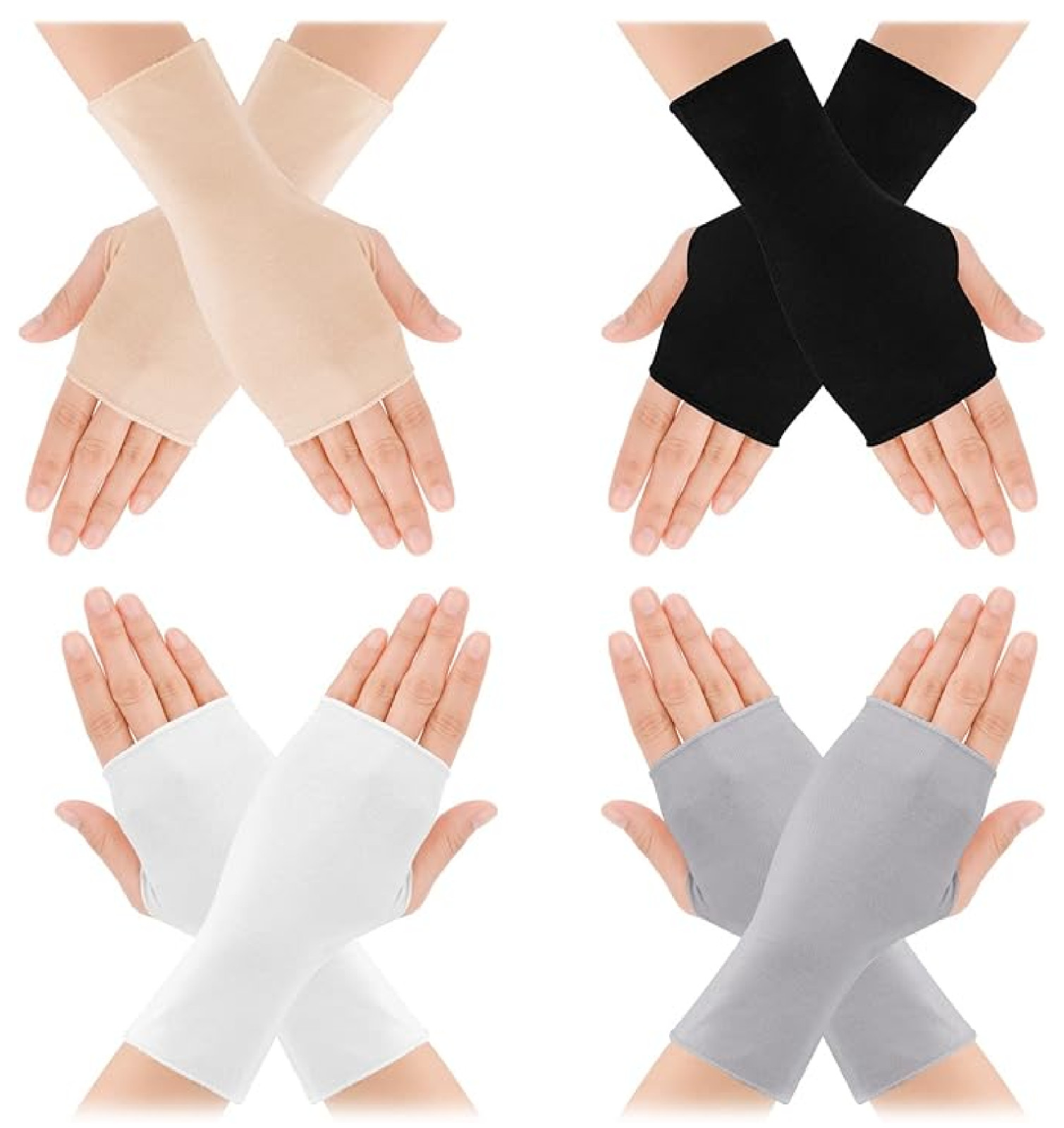 UV Protection Fingerless Gloves for Women 4 Pairs Lightweight Sunblock Gloves
