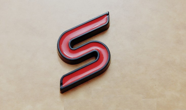 FITS FORD FOCUS FIESTA MONDEO ZETEC BLACK/ RED S REAR BADGE EMBLEM SELF ADHESIVE