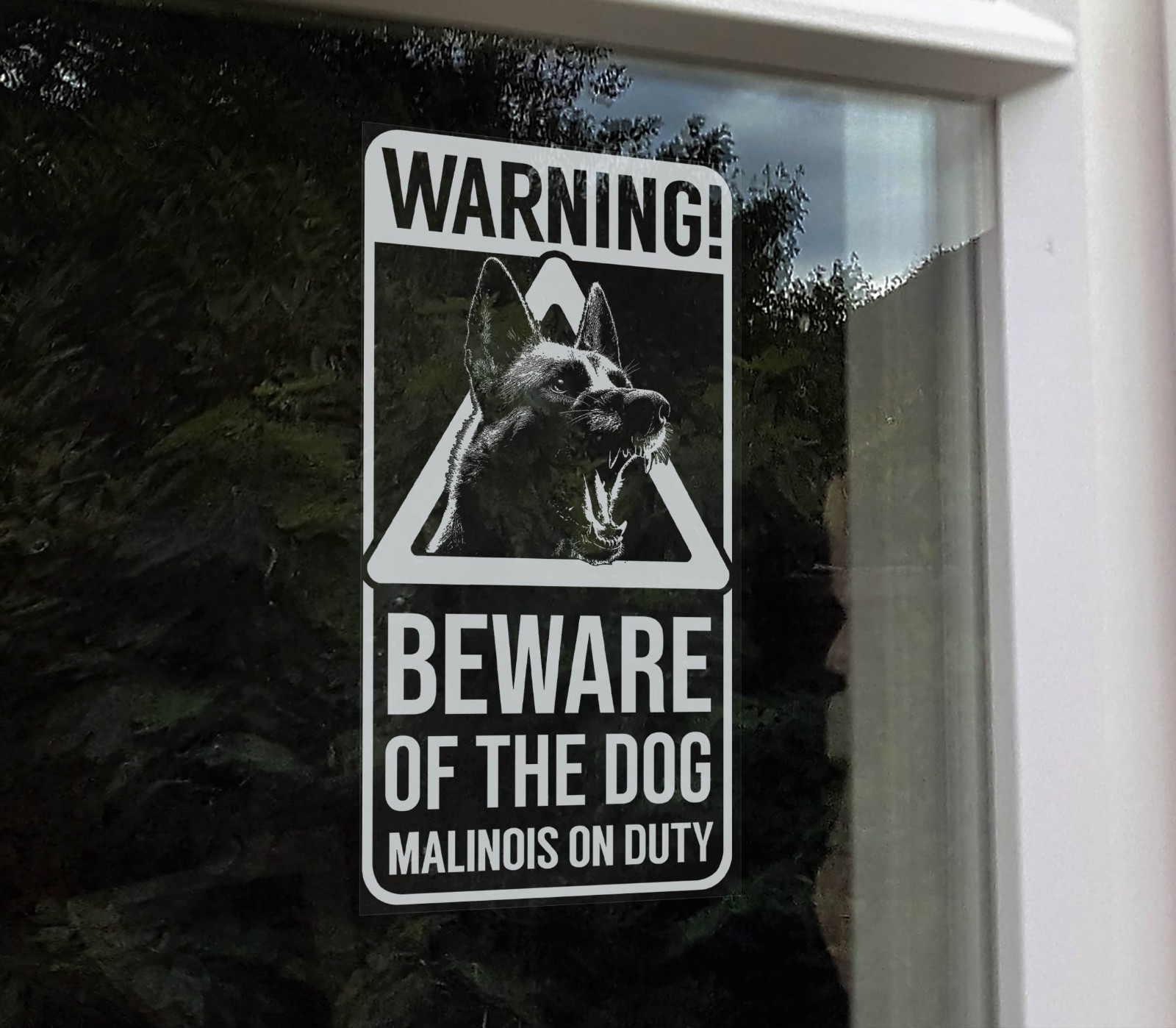 Warning: Beware of the Dog Sticker, Belgian Malinois Car Window Sign Gift -V27