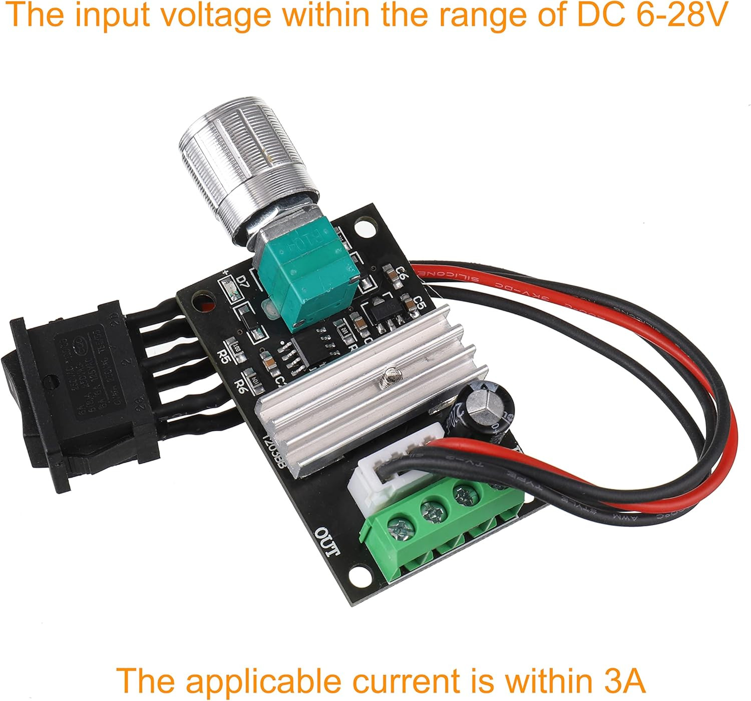 6V 12V 24V 28V 3A 80W DC Motor Speed Controller (PWM) Speed Adjustable