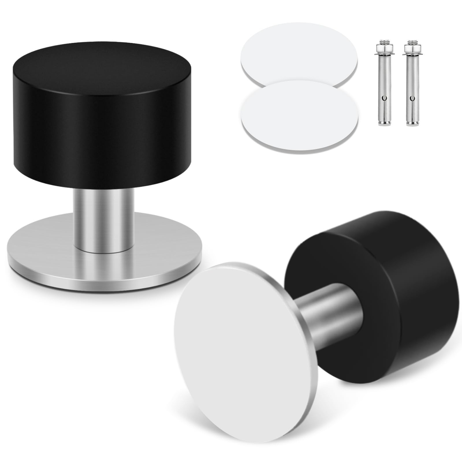 Door Stoppers Self Adhesive Door Stops for Floor Wall Mounted, Stainless Stee...