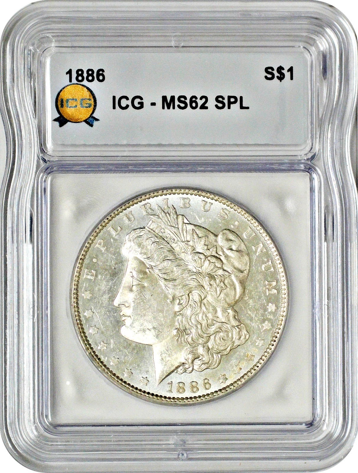 1886 Morgan Silver Dollar S$1 ICG MS62 SPL Semi-Proof Like
