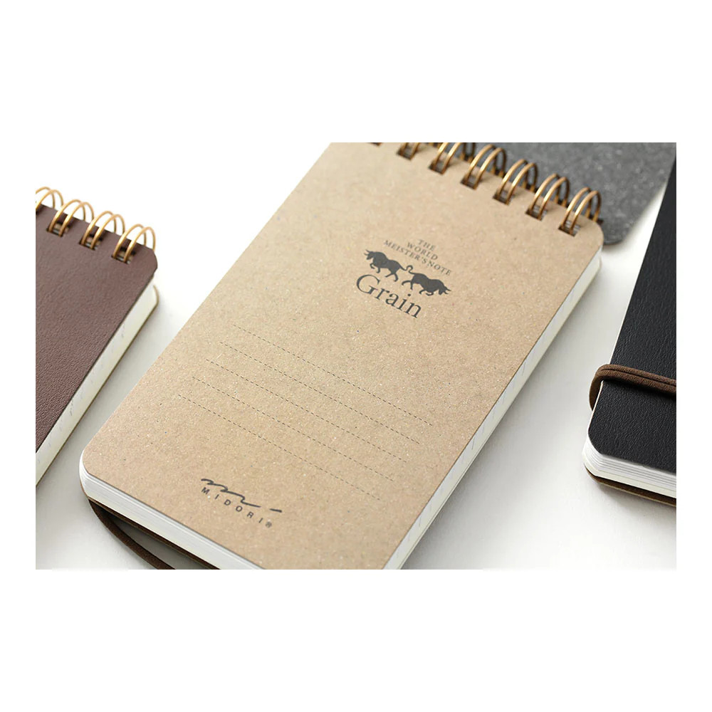 MD Grain Memo Pad Dark Brown - Pocket Size
