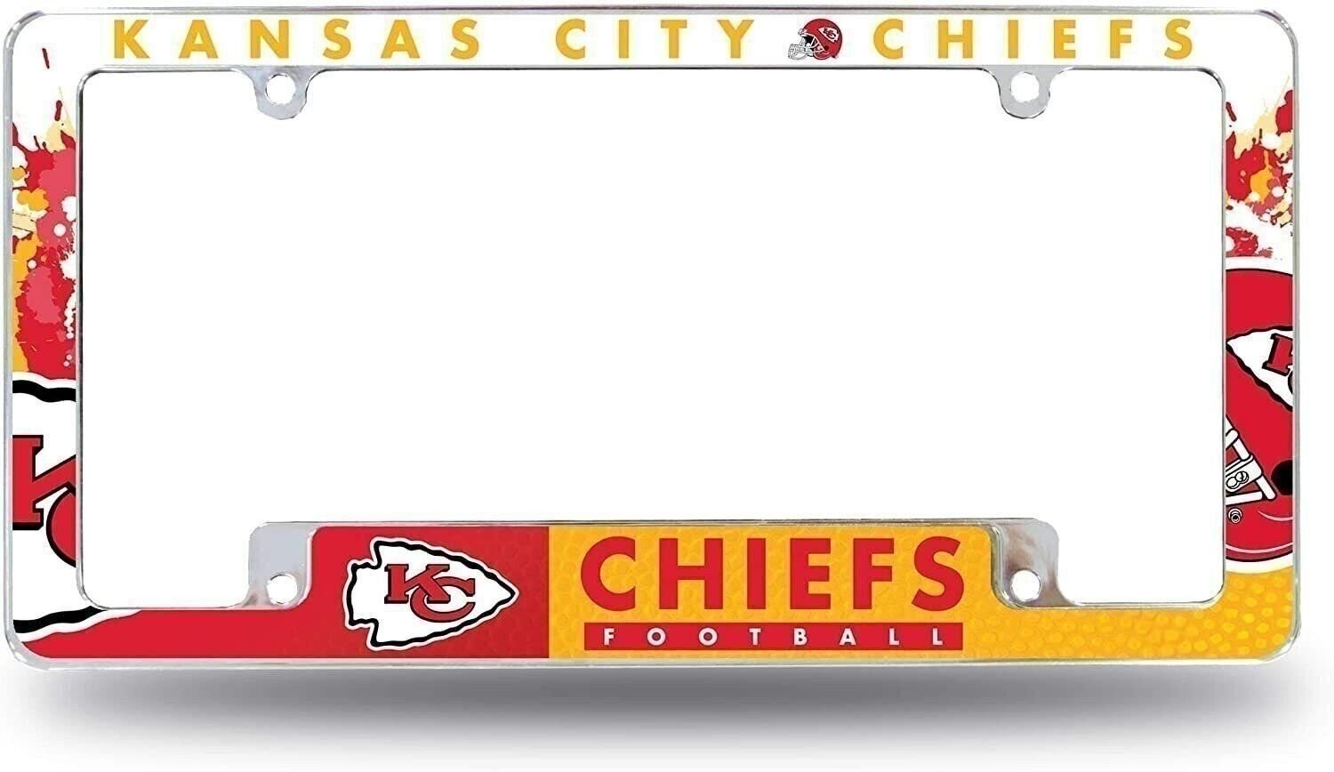 Kansas City Chiefs Metal License License Plate Frame Tag Cover, All Over...