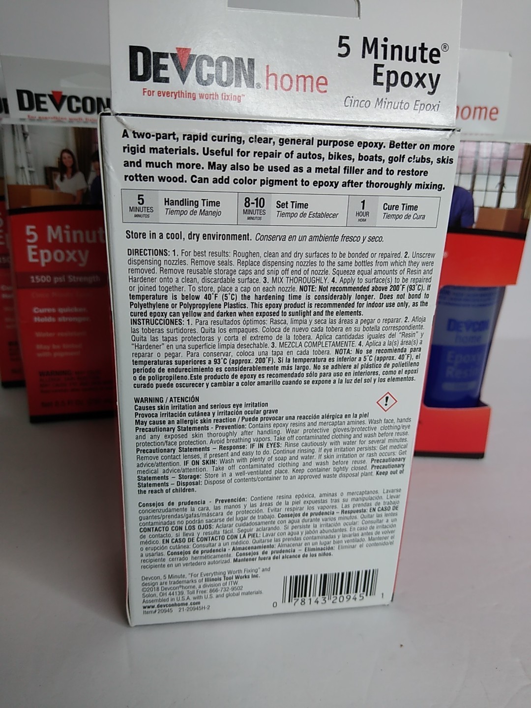 9x Devcon 8.5 oz 5 Minute Epoxy 20945 1500 psi Strength Quick Cure