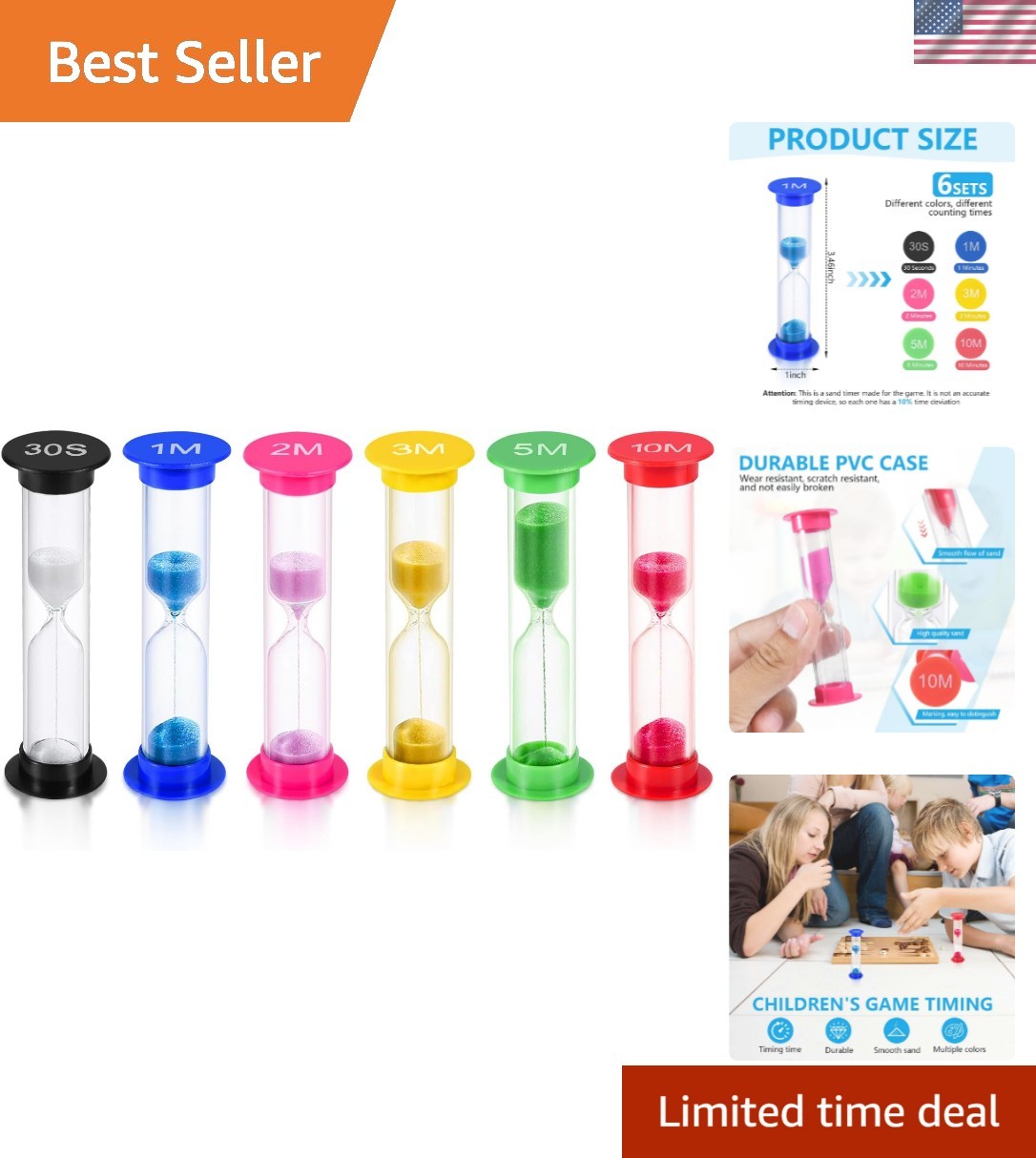 Sand Timer, 6 Pcs Colorful Hourglass Sandglass Sand Clock Timers Set 30sec / ...