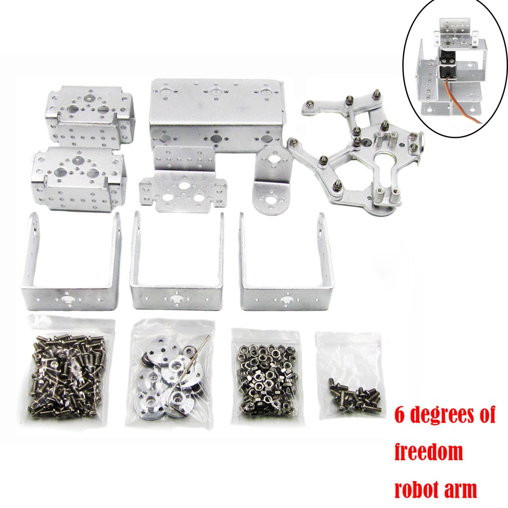 Arduino DIY 6DOF Robot Arm Mechanical Robotic Clamp Claw Aluminium Silver