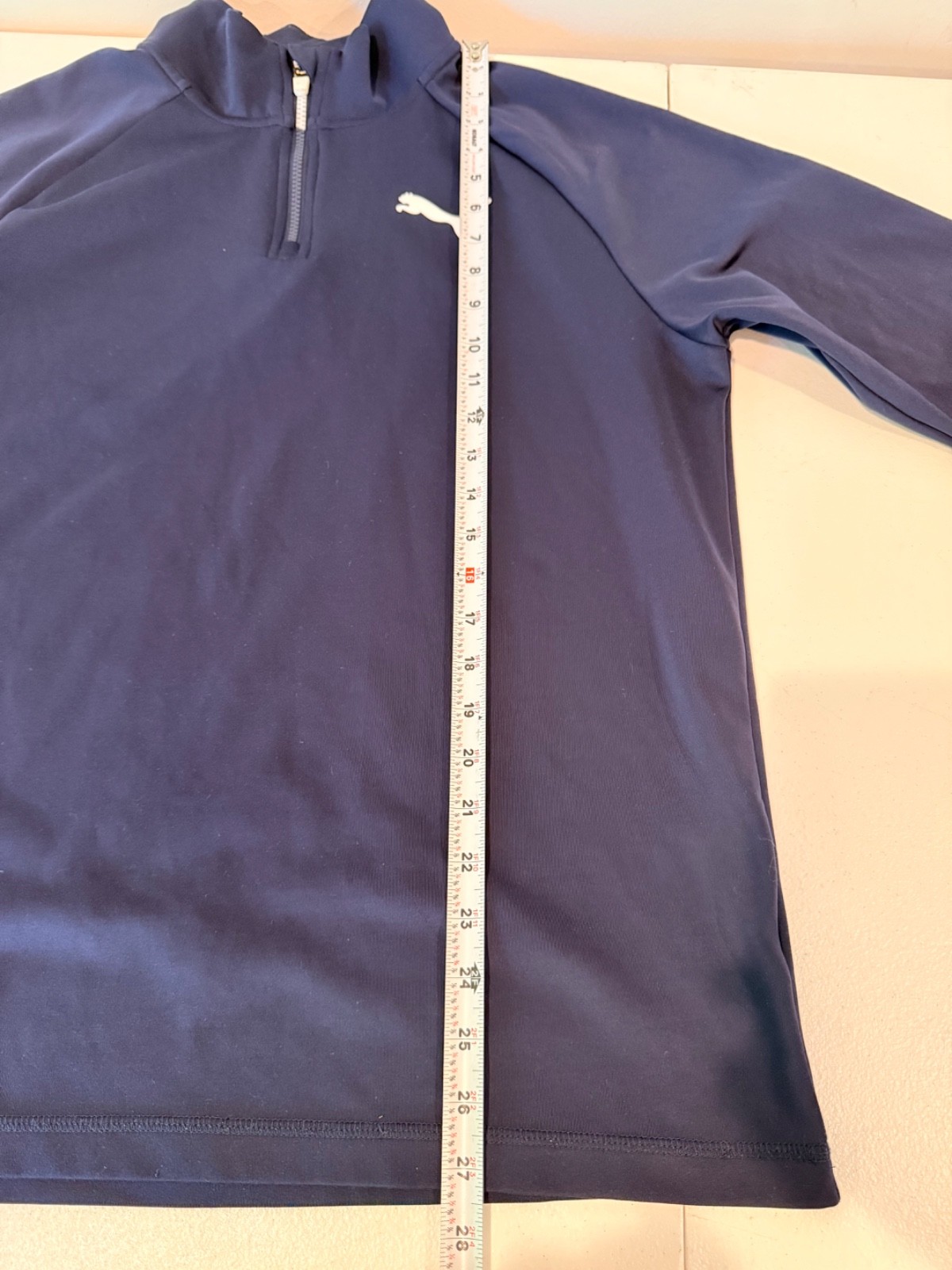 PUMA LIGHTWEIGHT 1/4 ZIP PULLOVER LONG SLEEVE POLY/SPANDEX NAVY BLUE MEDIUM