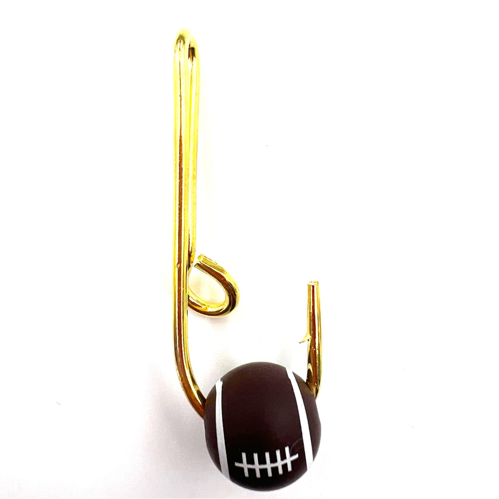 1PC HAT HOOK Hat Pin/Tie Clasp GOLD PLATED FISH HOOK HAT PIN brown football