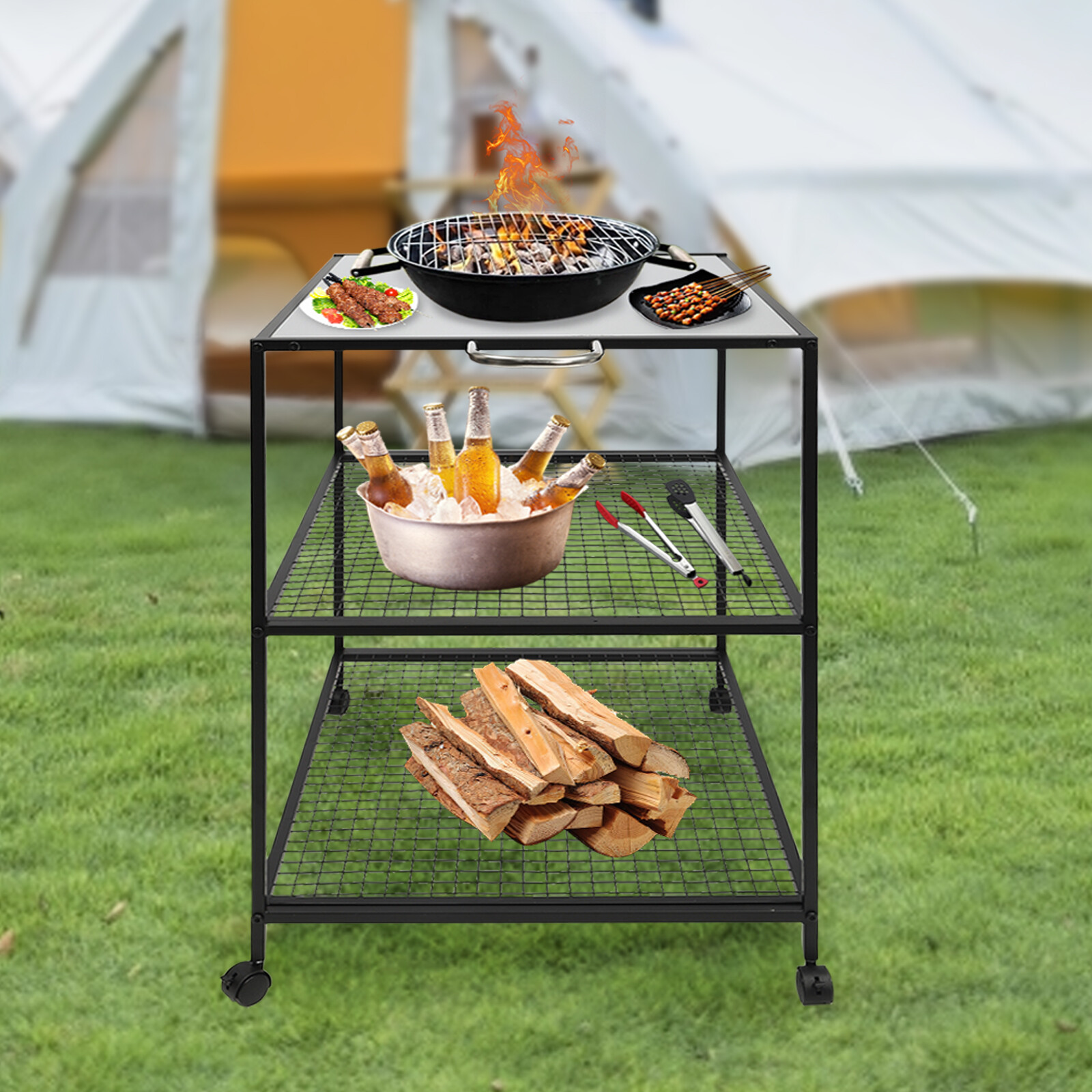 Barbecues Grill Preparation countertop Cart Outdoor Cooking Appliance Picnic BBQ