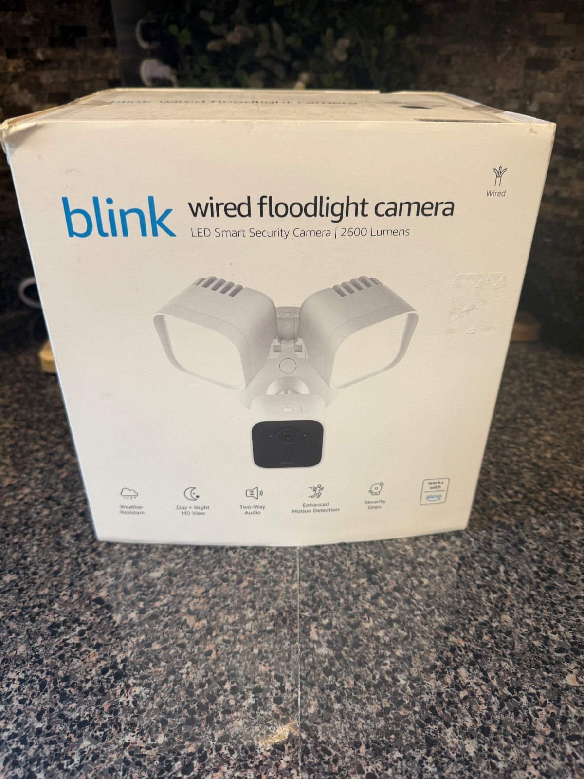NEW Blink Wired Floodlight Camera HD Smart Security Cam Alexa Sealed - White