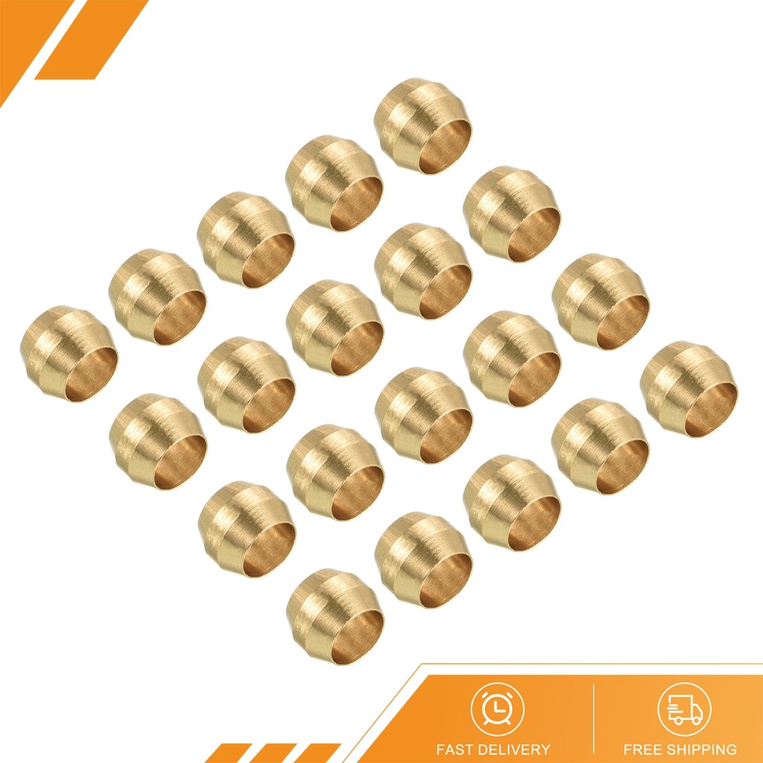 20 Pcs 4mm Tube Brass Compression Sleeve Ferrules Brass Compression Fitting