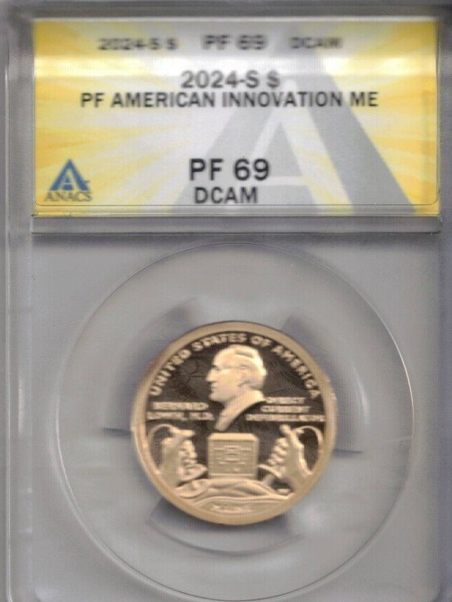 2024 San Francisco American Innovators ME ANACS Authenticated PF 69 Dollar $1