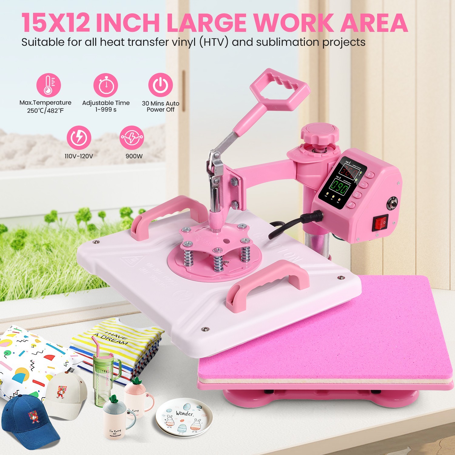 8-in 1 Heat Press Machine Sublimation Machine Swing Away Printing Heat Transfer^