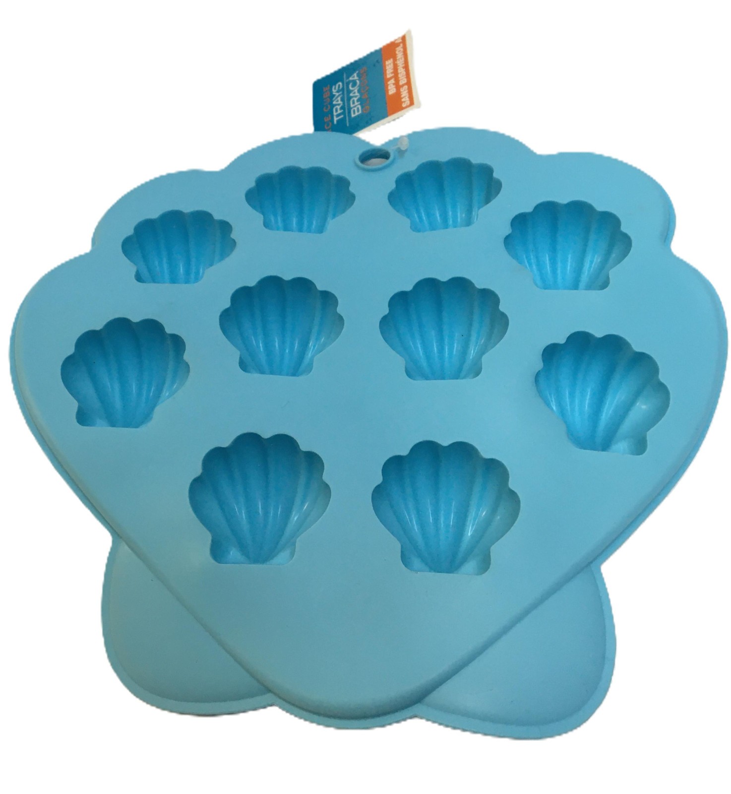 2 Piece Silicone Mold Ice Cube Tray Candy Mold Shells Hearts NWT